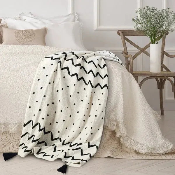 Avant-garde 80198BKN Black/Natural Throw Blanket