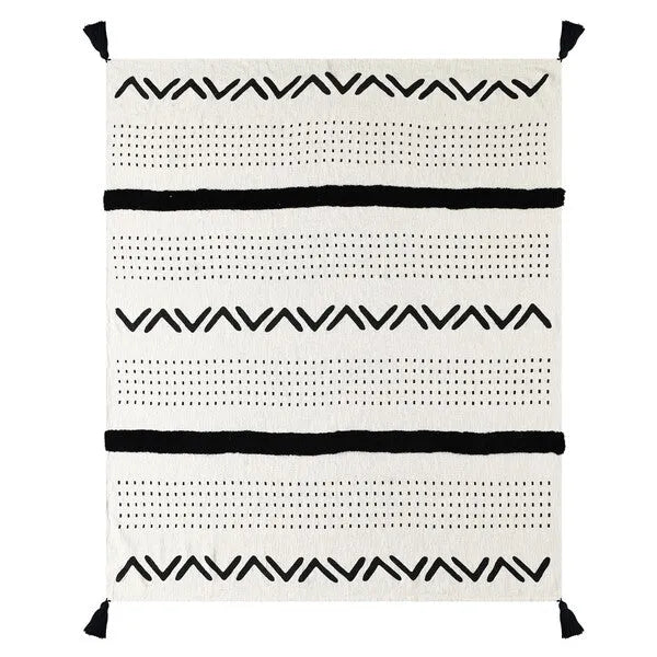 Avant-garde 80198BKN Black/Natural Throw Blanket - Rug & Home