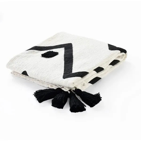 Avant-garde 80202BKN Black/Natural Throw Blanket