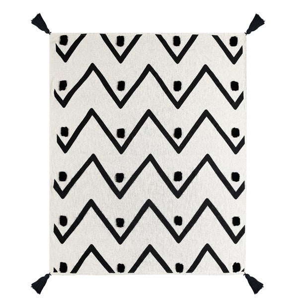 Avant-garde 80202BKN Black/Natural Throw Blanket - Rug & Home