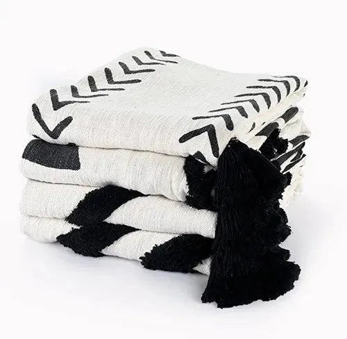 Avant-garde 80203BKN Black/Natural Throw Blanket