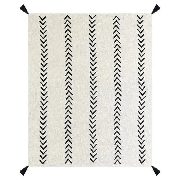 Avant-garde 80203BKN Black/Natural Throw Blanket