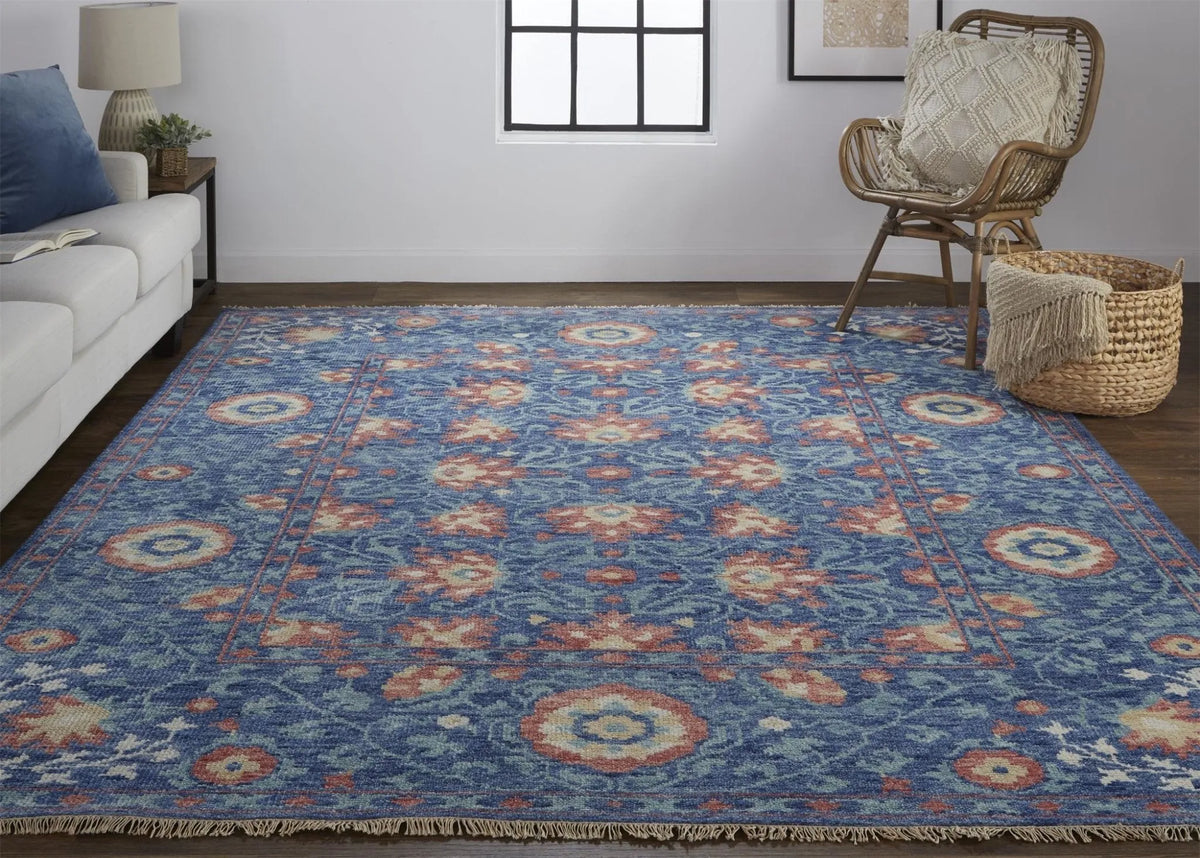 Beall 6713F Blue/Orange Rug - Rug & Home