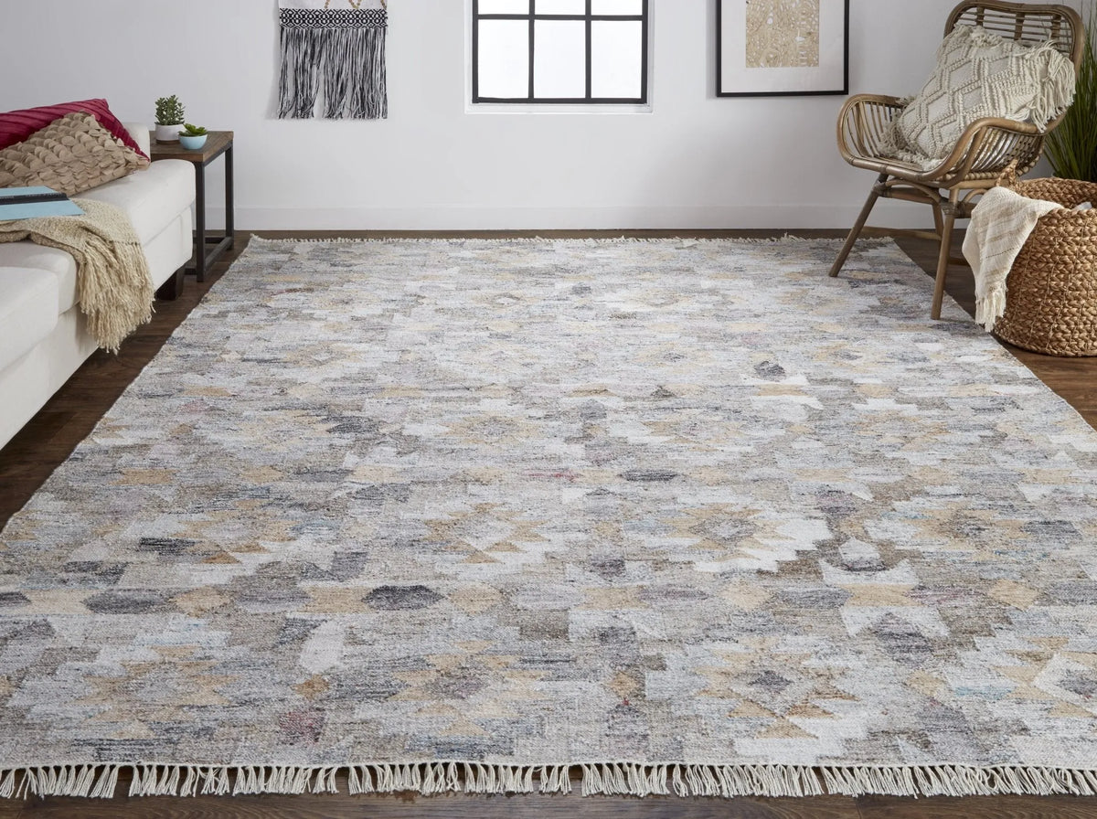 Beckett 0818F Blue/Tan Rug - Rug & Home