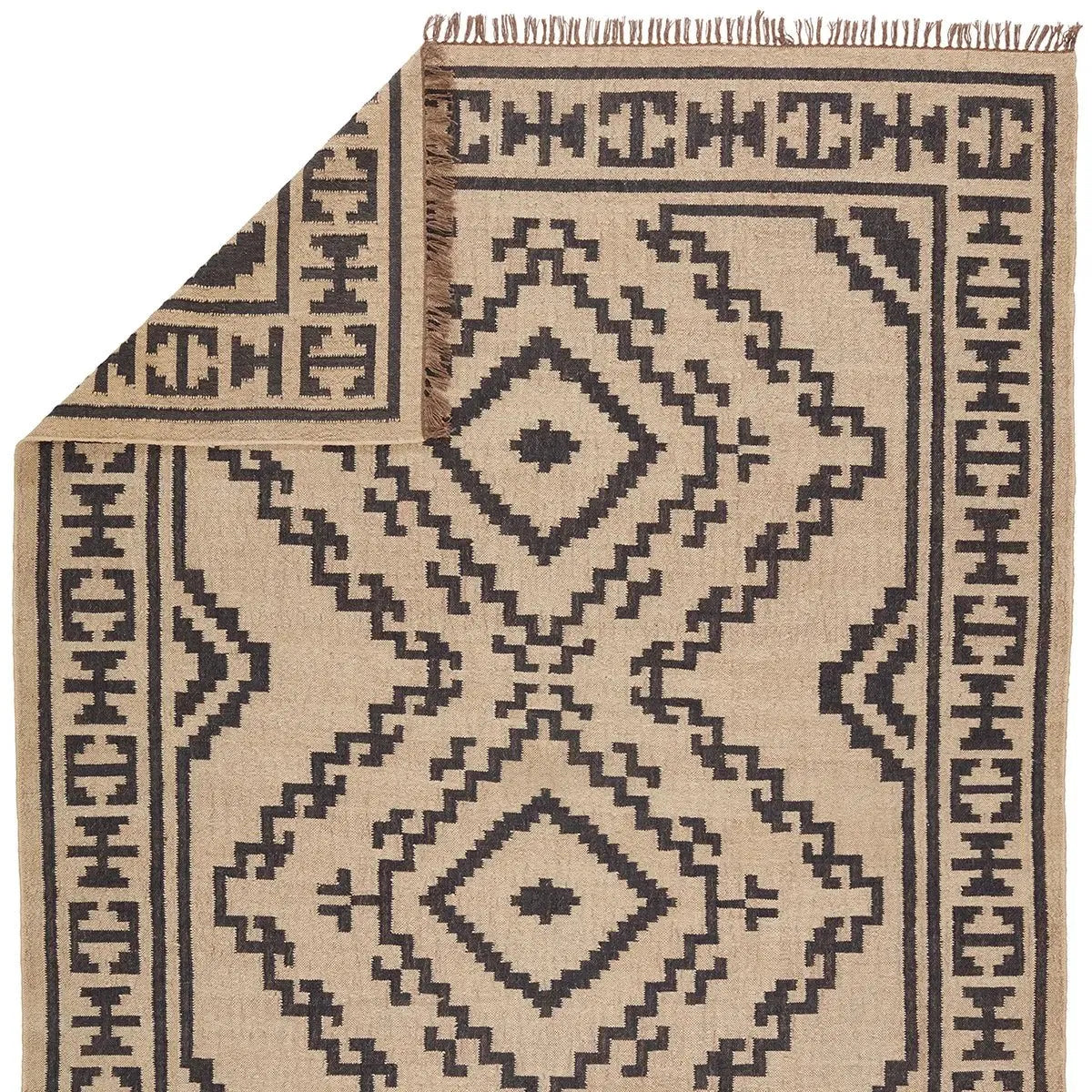 Bedouin BD24 Light Beige/Deep Black Rug - Rug & Home