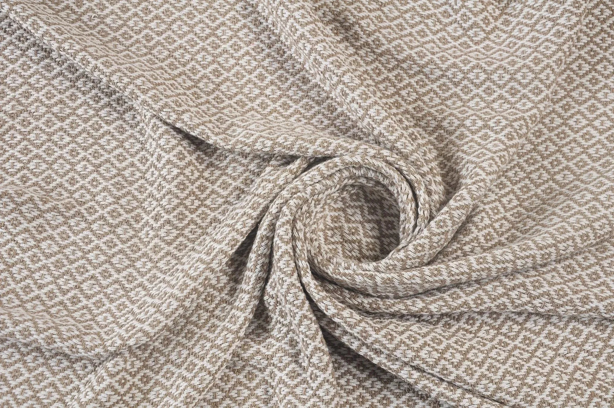 Beige and Ivory Diamonds Fringe LR80180 Throw Blanket