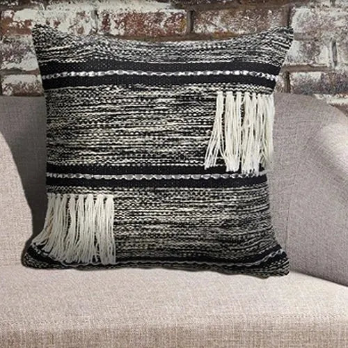 Black Plaid LR07338 Throw Pillow