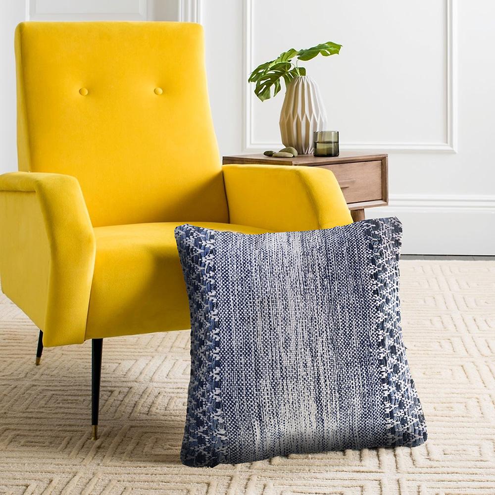 Blue and Ivory Textured LR07427 Throw Pillow - Rug & Home