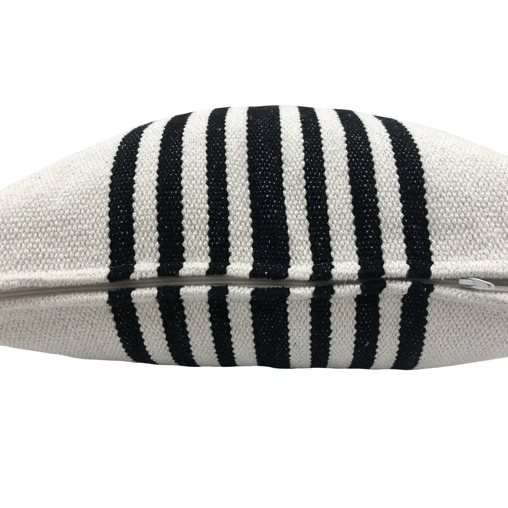 Bold Striped Lr04715 White/Black Pillow - Rug & Home