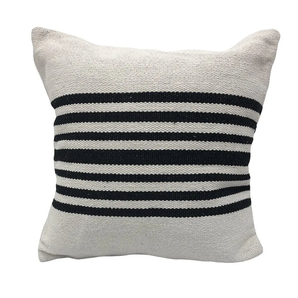 Bold Striped Lr04715 White/Black Pillow - Rug & Home