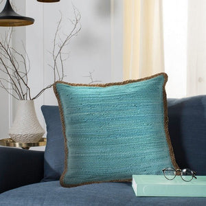 Bordered Blue Turquoise LR04648 Throw Pillow - Rug & Home