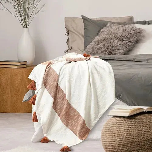 Borderline 80275ADW Adobe/White Throw Blanket
