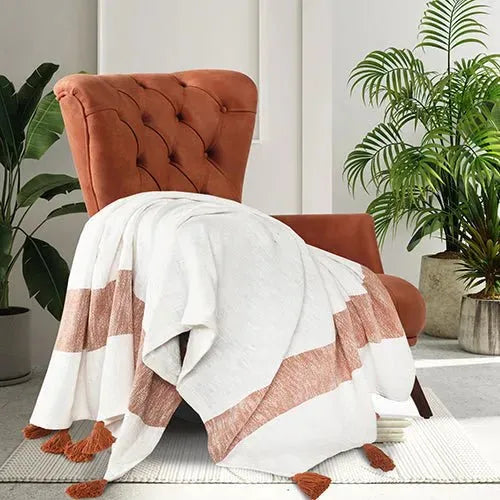 Borderline 80275ADW Adobe/White Throw Blanket