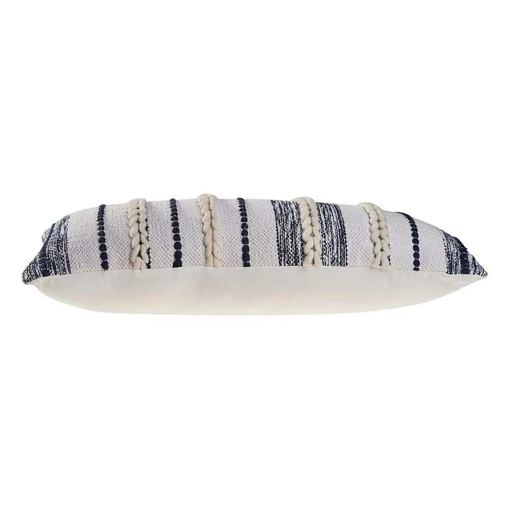 Braided White and Navy Contemporary LR07416 Throw Pillow - Rug & Home