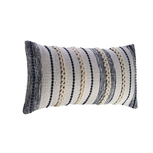 Braided White and Navy Contemporary LR07416 Throw Pillow - Rug & Home