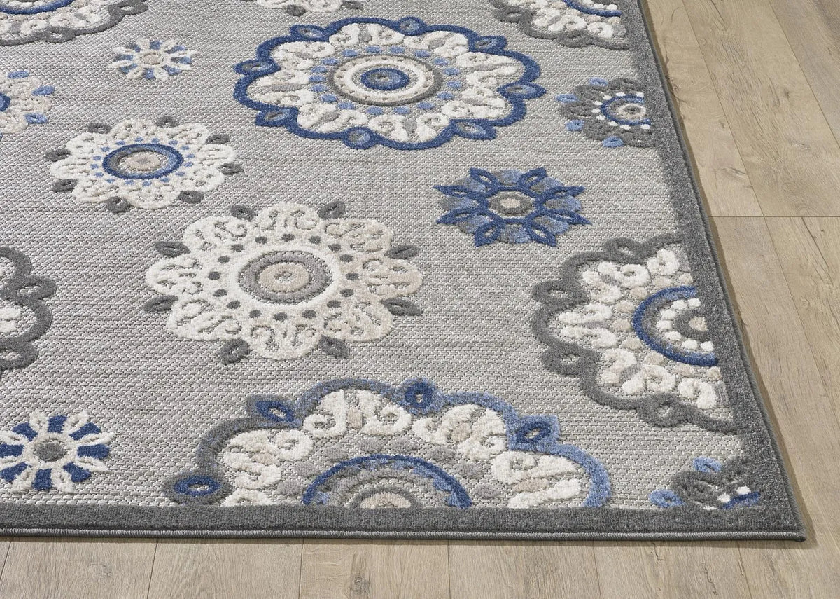 Calla 6932 Grey/Blue Suzani Rug - Rug & Home