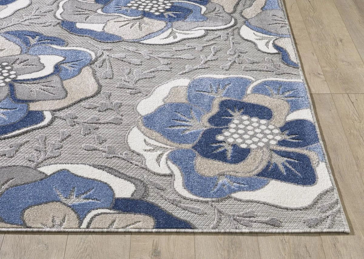 Calla 6935 Grey/Blue Flora Rug - Rug & Home