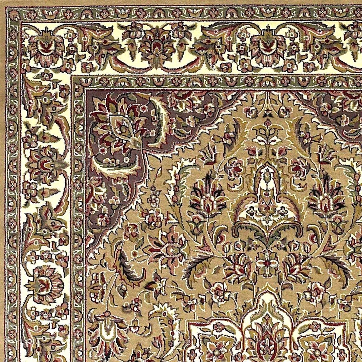 Cambridge 7328 Kashan Medallion Beige/Ivory Rug - Rug & Home