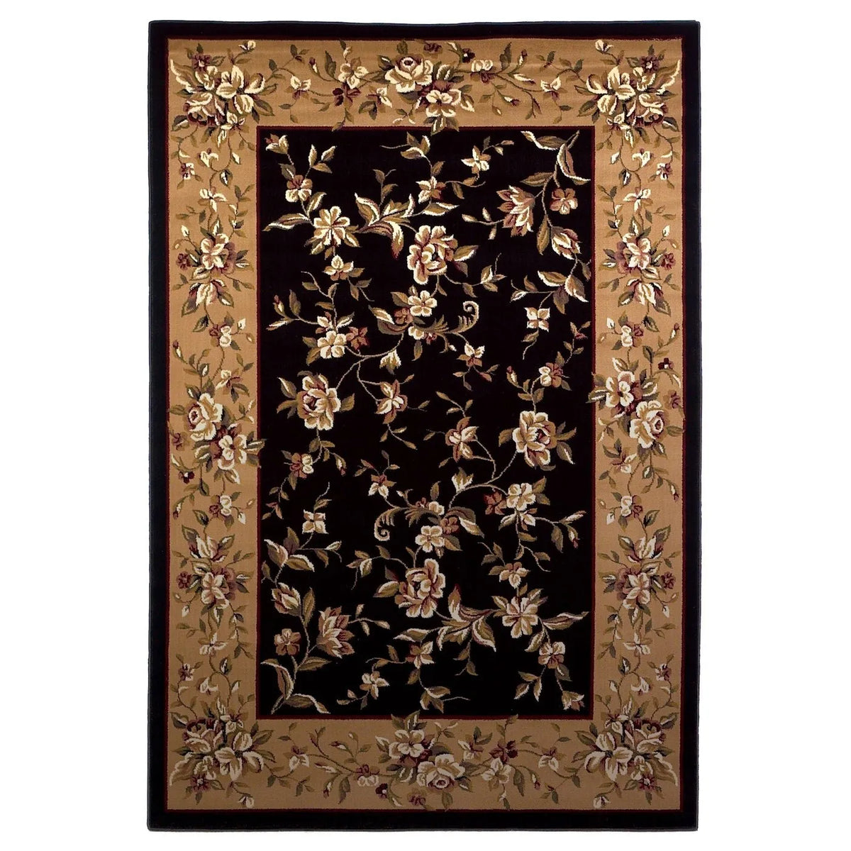 Cambridge 7336 Floral Delight Black/Beige Rug - Rug & Home