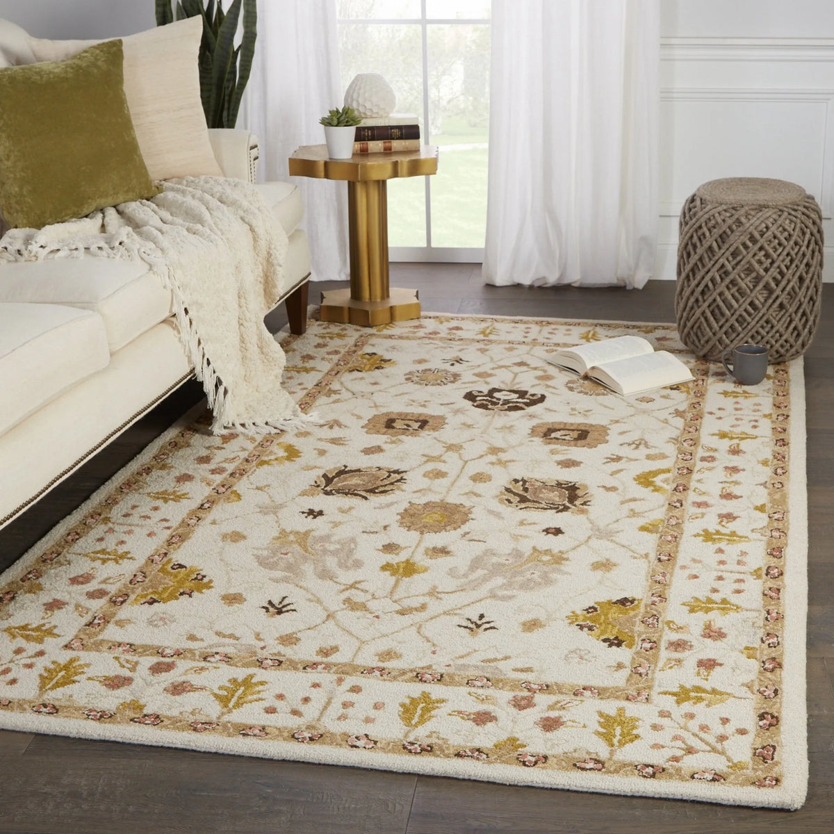 Cardamom Com01 Ahava Ivory/Gold Rug - Rug & Home