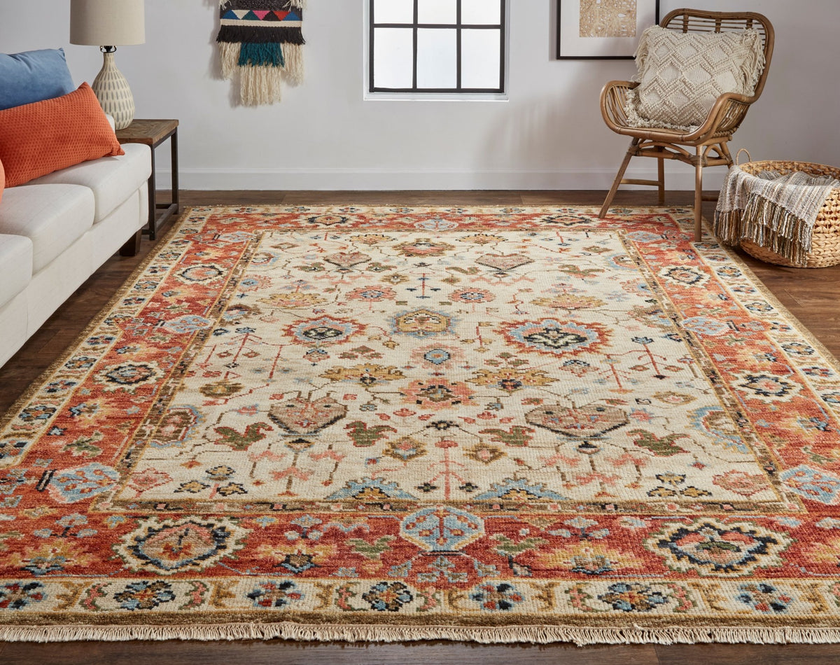 Carrington 9826805F Ivory/Red Rug - Rug & Home