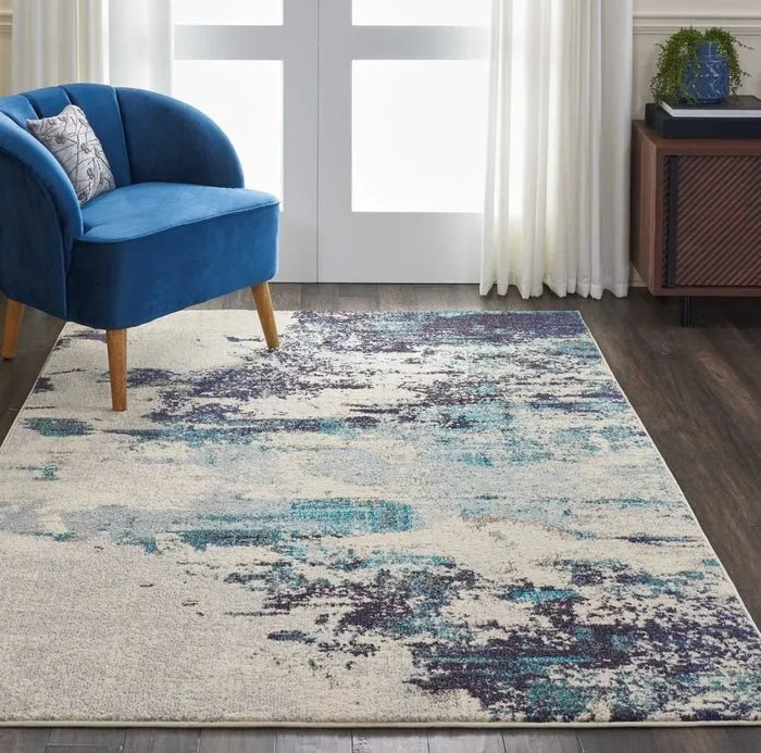 Celestial CES02 Ivory Teal Blue Rug - Rug & Home