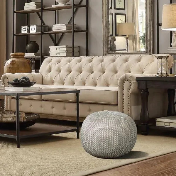 Celtic 08125BNS Bone/Silver Pouf