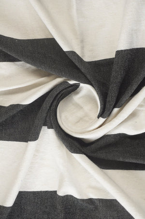 Charcoal and Ivory Bold Stripe Tasseled LR80179 Throw Blanket - Rug & Home