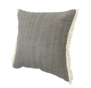 Charcoal Gray Solid Fringed LR07529 Throw Pillow - Rug & Home
