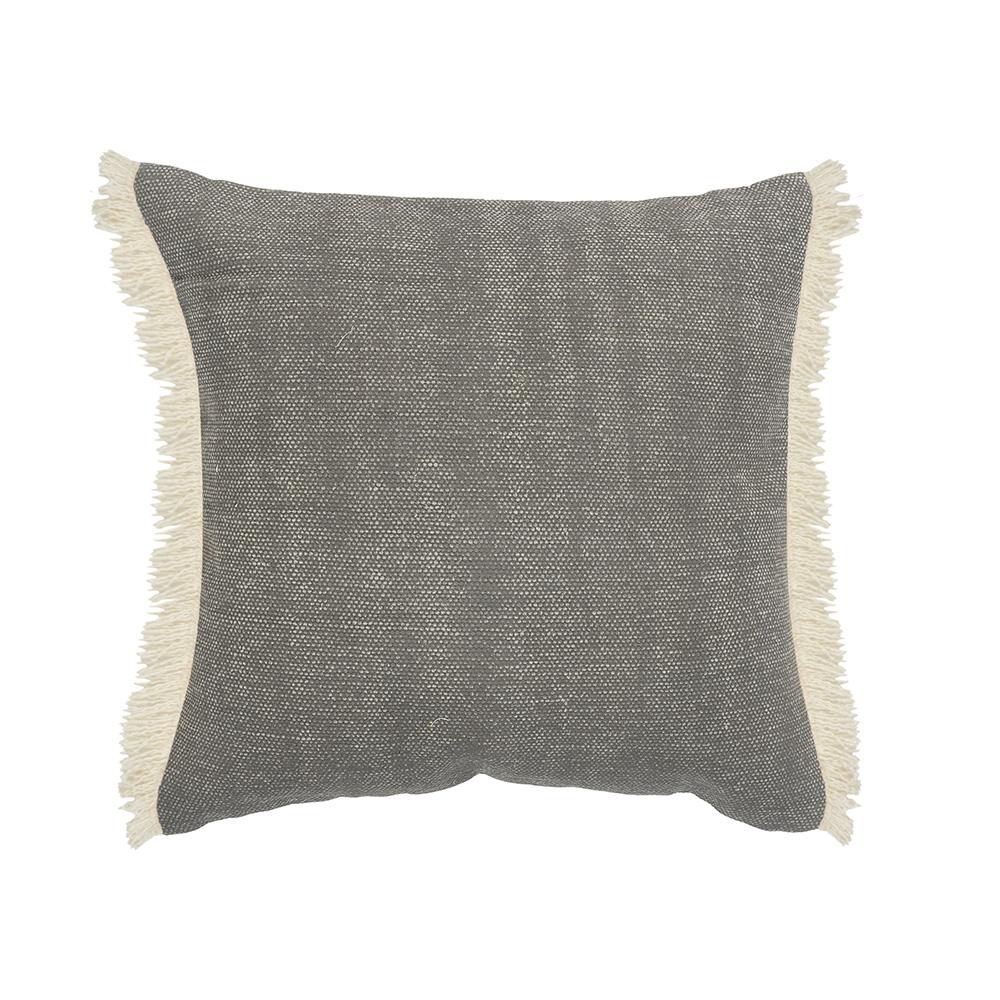 Charcoal Gray Solid Fringed LR07529 Throw Pillow - Rug & Home