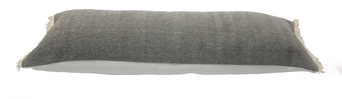 Charcoal Gray Solid Fringed LR07529 Throw Pillow - Rug & Home