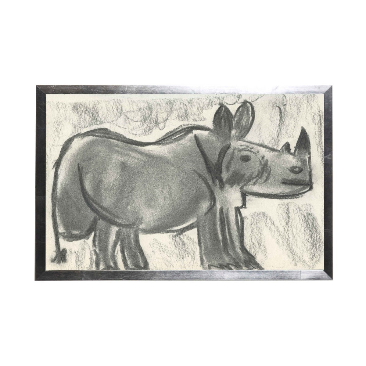 Charcoal Rhinocerous Framed Art - Rug & Home