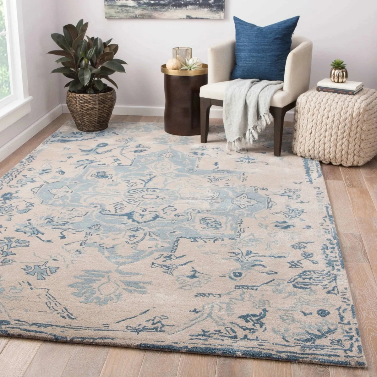 Citrine CIT03 Sasha Beige / Dark Blue Rug