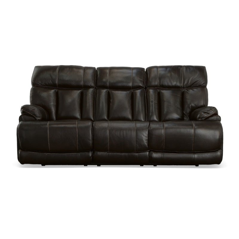 Clive Leather Power Reclining Sofa with Power Headrests & Lumbar - Rug & Home