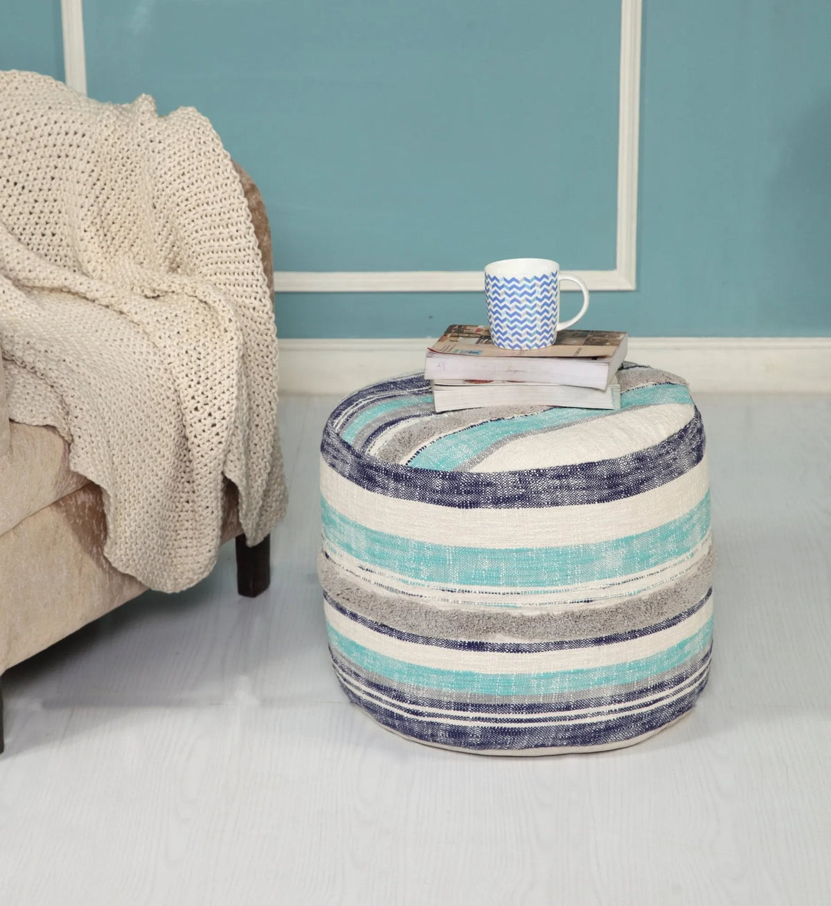 Coastal Stripe LR99719 Pouf - Rug & Home