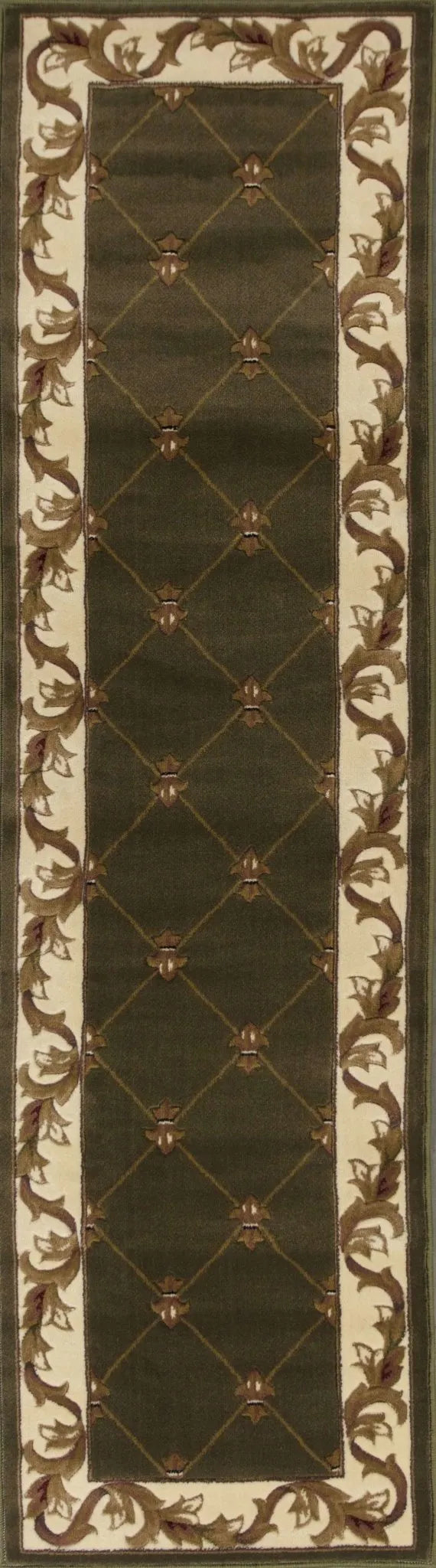 Corinthian 5323 Fleur De Lis Green Rug - Rug & Home