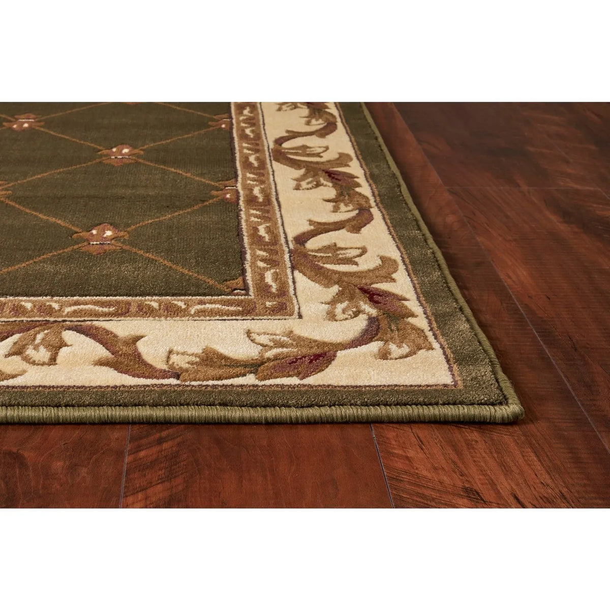 Corinthian 5323 Fleur De Lis Green Rug - Rug & Home