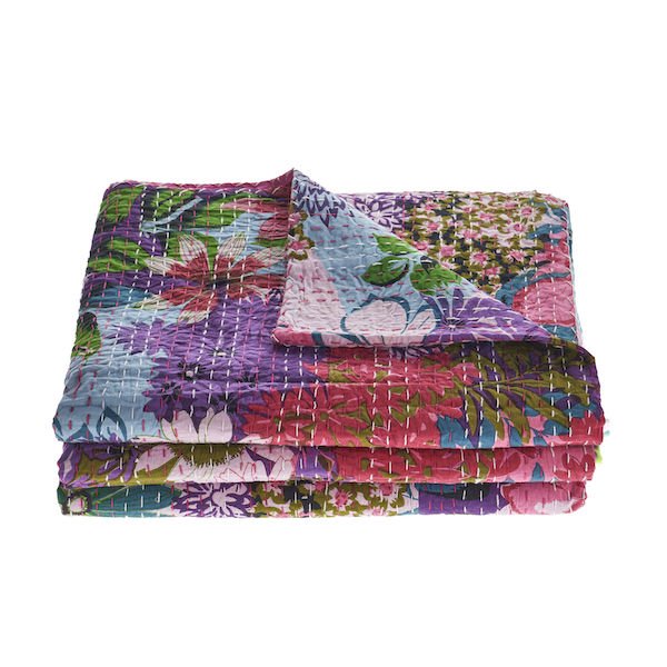 Cotton Kantha Lr81481 Multi Coverlet - Rug & Home