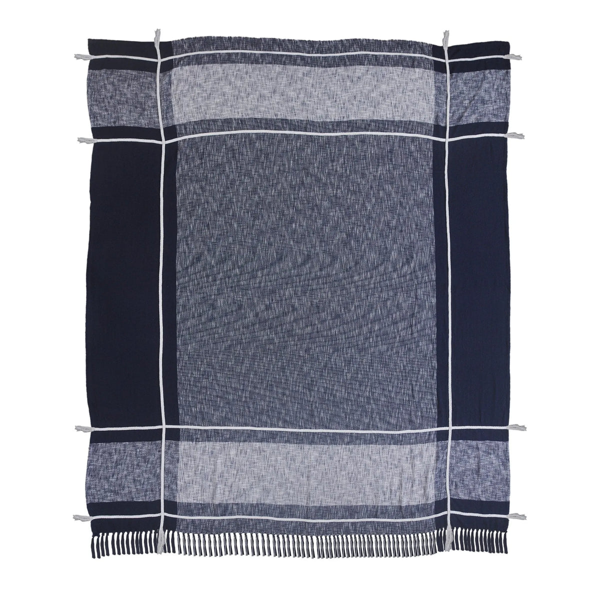 Cotton Lr81484 Navy/White Coverlet - Rug & Home