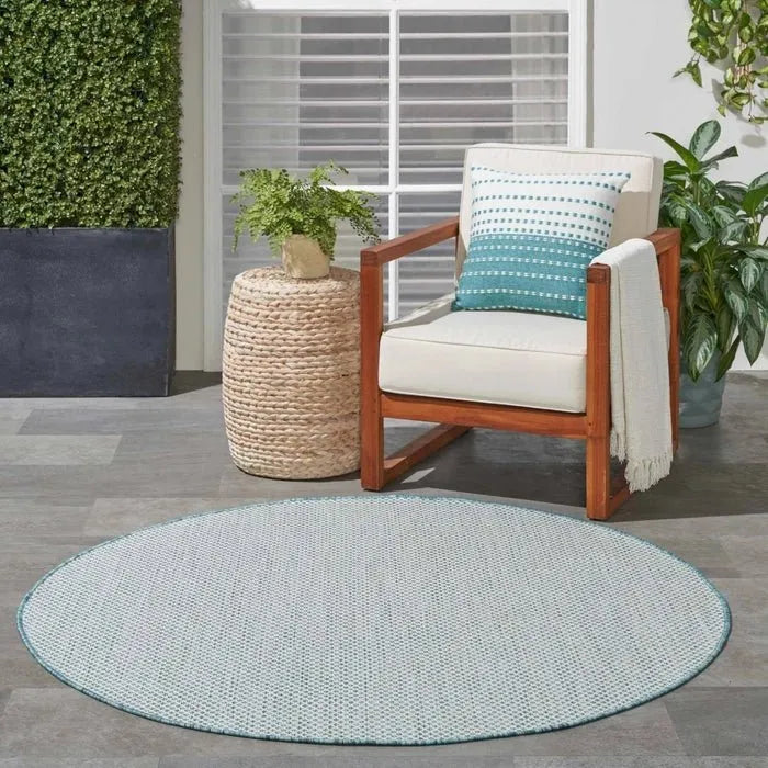 Courtyard COU01 Ivory/Aqua Rug - Rug & Home