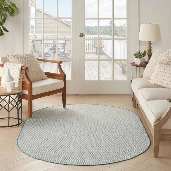 Courtyard COU01 Ivory/Aqua Rug - Rug & Home