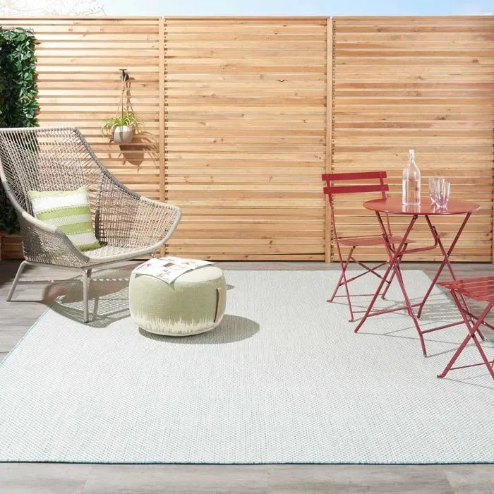 Courtyard COU01 Ivory/Aqua Rug - Rug & Home