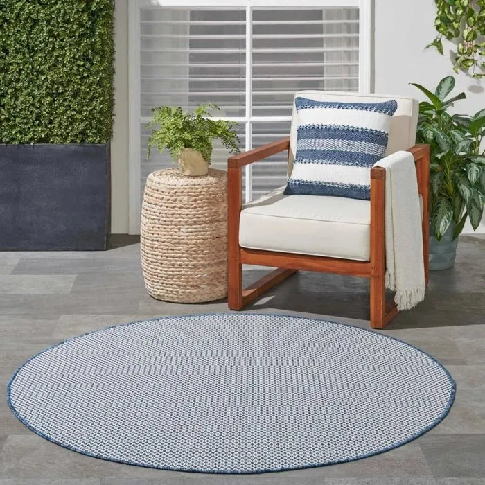 Courtyard COU01 Ivory/Blue Rug - Rug & Home