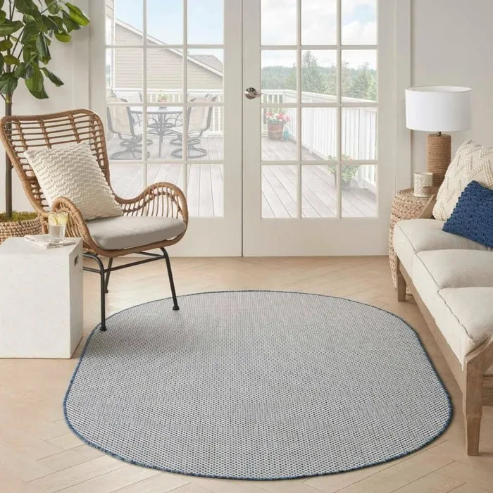 Courtyard COU01 Ivory/Blue Rug - Rug & Home