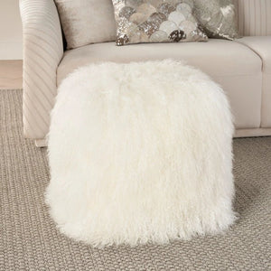 Couture Fur PR101 White Pouf - Rug & Home