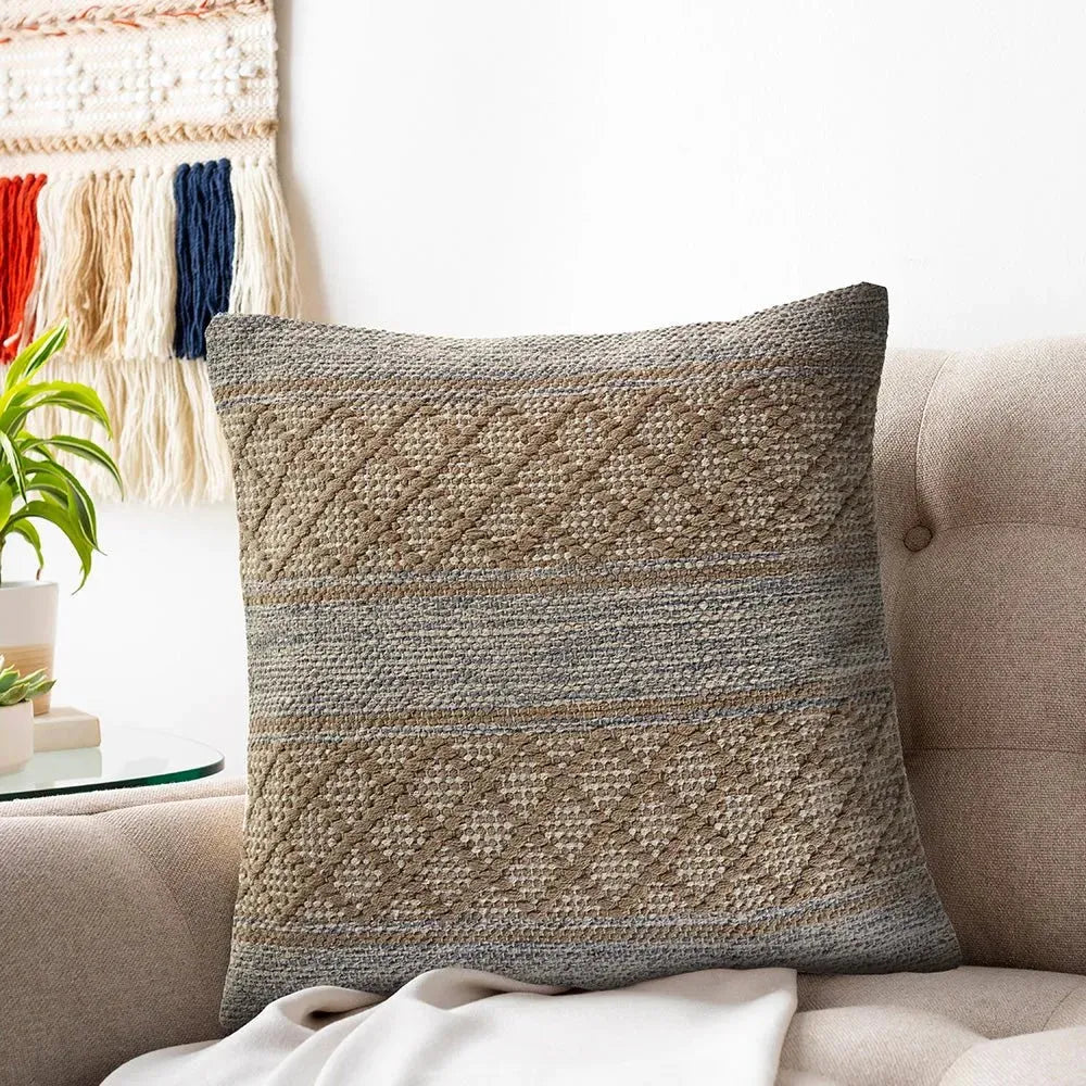 Criss Cross Beige LR07432 Throw Pillow