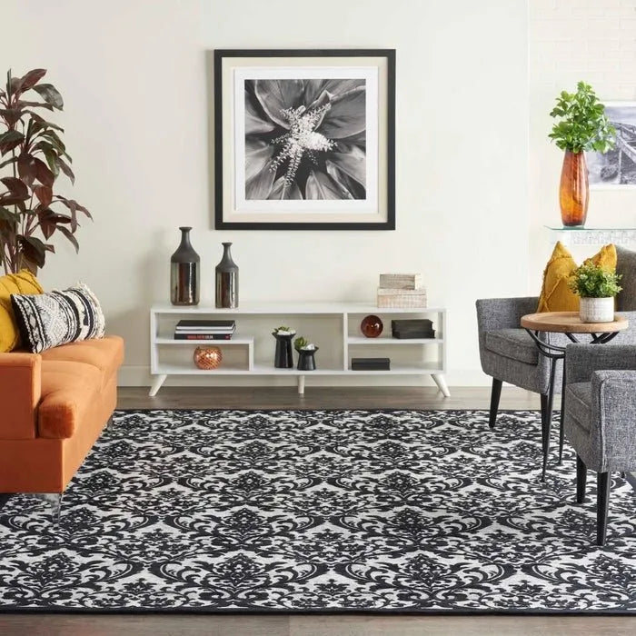 Damask DAS02 Black/White Rug - Rug & Home