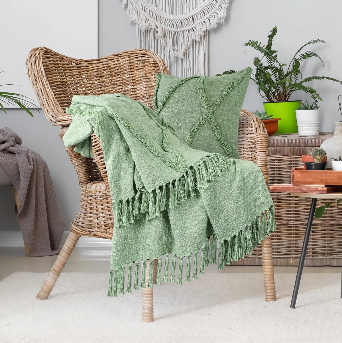 Diamond Lr80194 Light Green Throw Blanket - Rug & Home