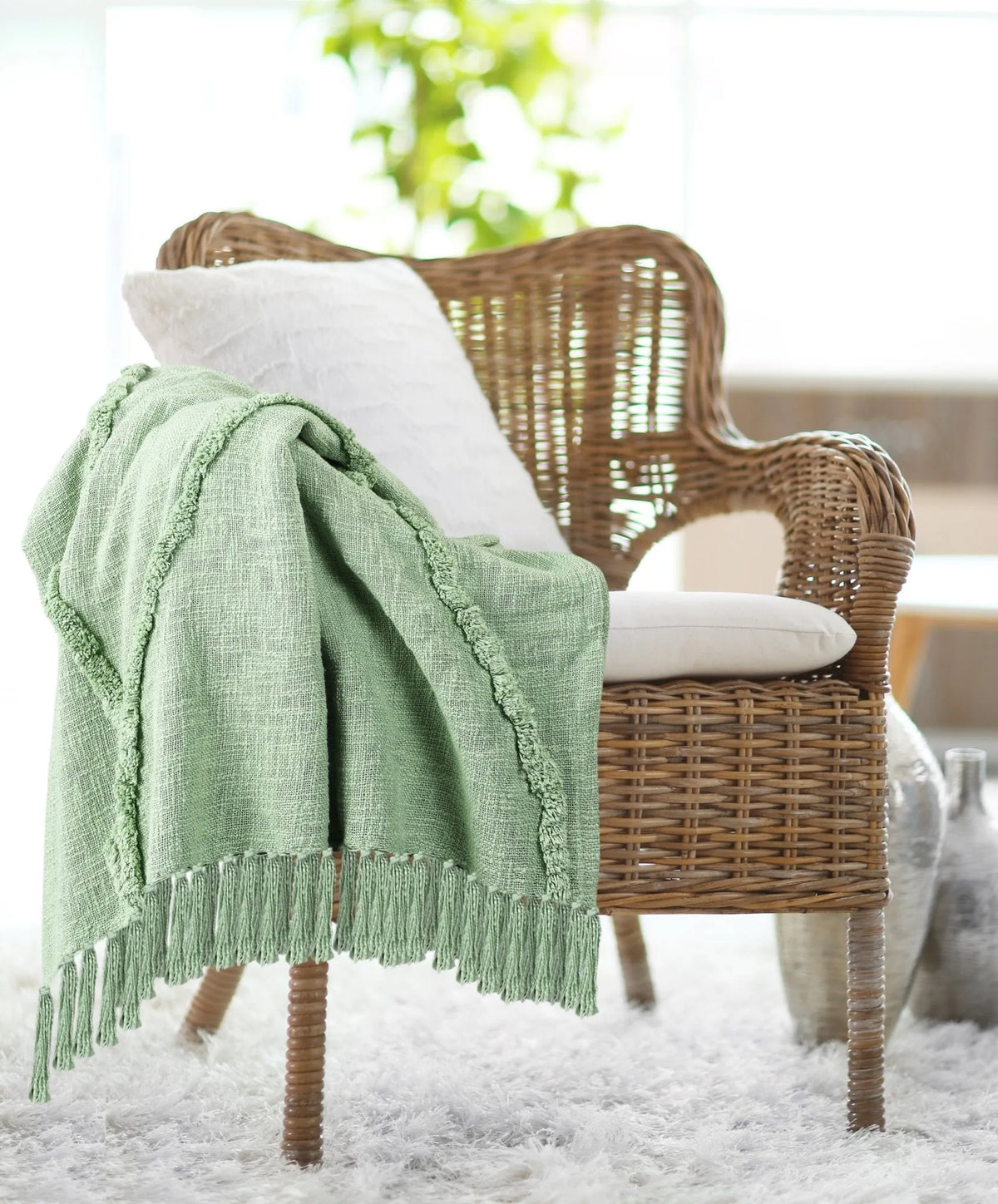 Diamond Lr80194 Light Green Throw Blanket - Rug & Home