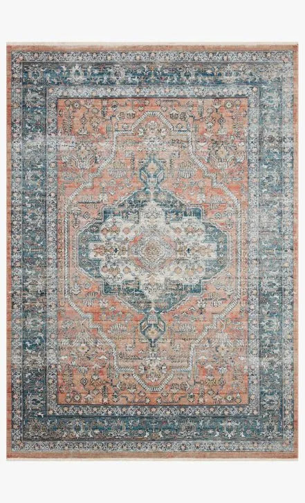 Elise ELI-01 Coral/Blue Rug - Rug & Home